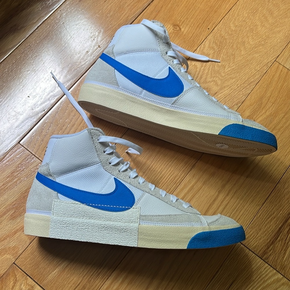 NEW Nike Blazer Mid Pro Club DQ7673-102 Men's White/Beach/Blue Sneaker Shoes 13 - Picture 11 of 14